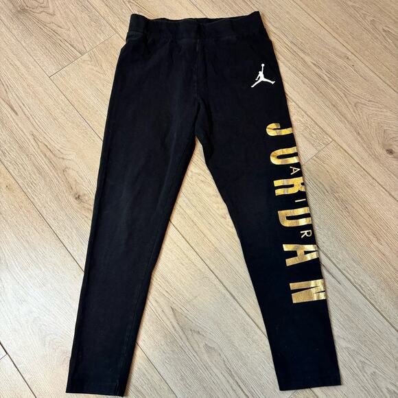 Nike Air Jordan Jump Man Leggings/ Joggers Pant Gold Print Elastic  XL - Picture 1 of 5